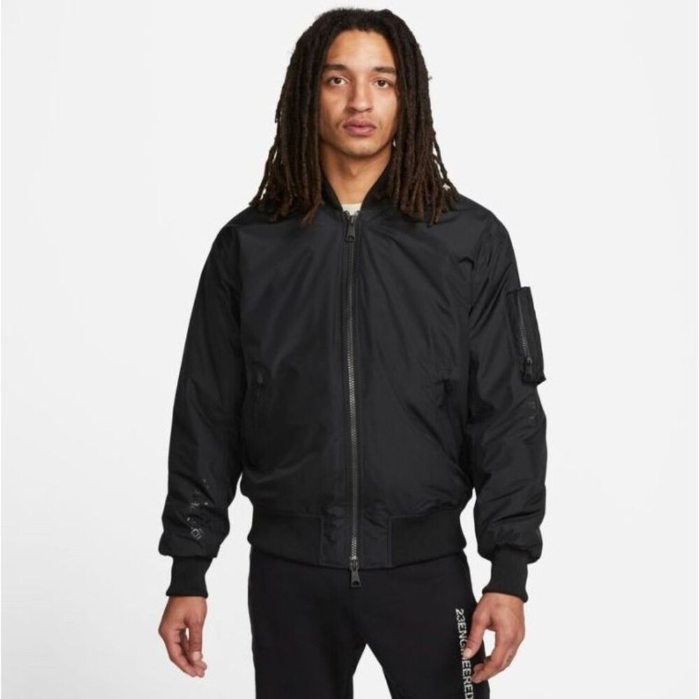 Jordan Vintage Rare Engineered Nylon Bomber Jacket Black Large